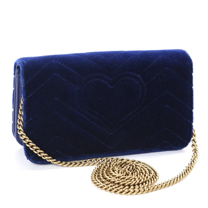 Gucci Velvet Matelasse GG Marmont Mini Bag Cobalt Blue 3 of 10
