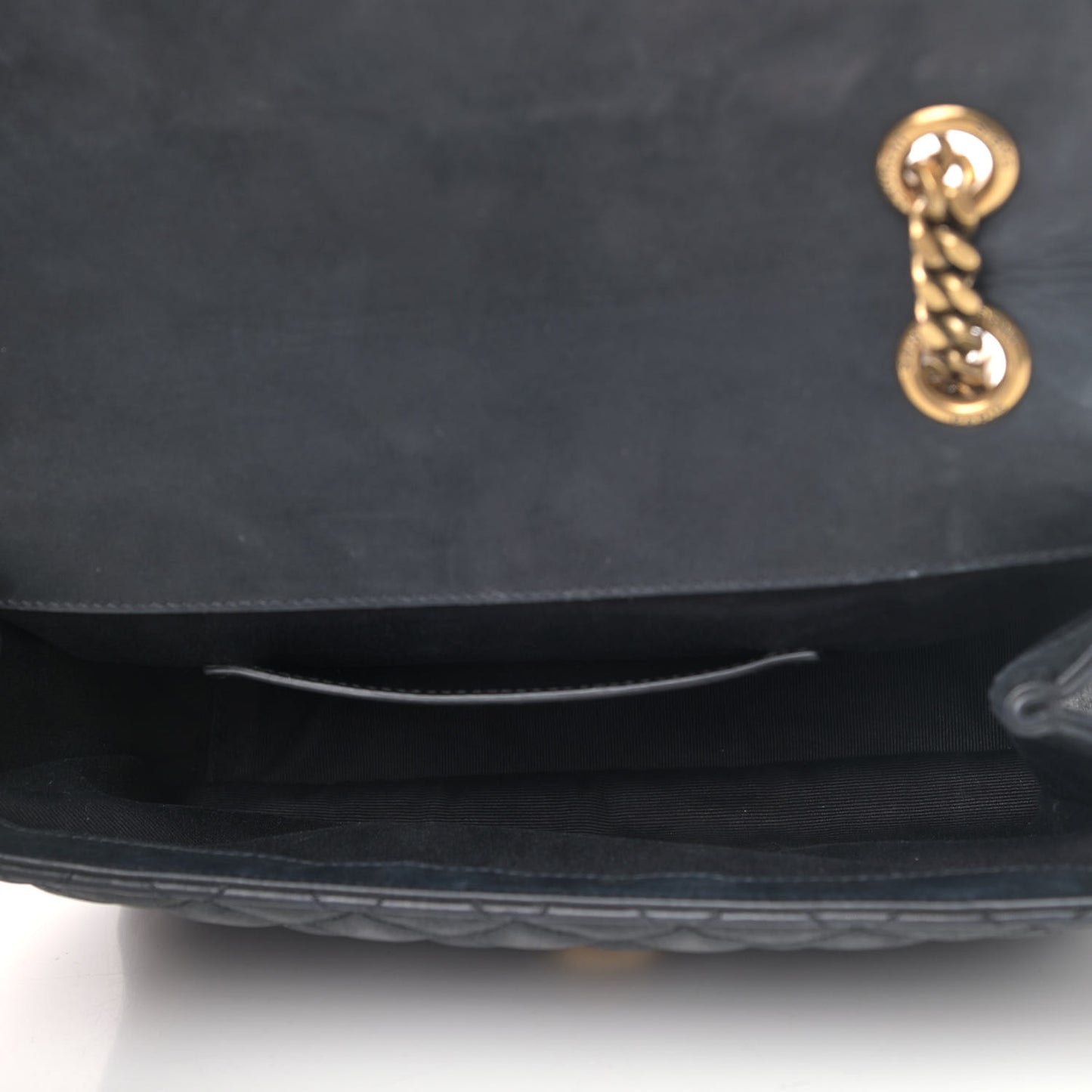 Sheepskin Tri-Quilt Monogram Medium College Bag Black