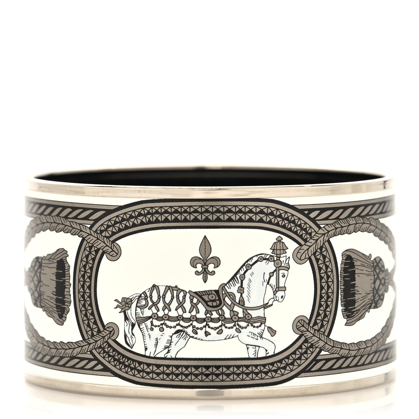 Enamel Printed Grand Apparat Extra Wide Bracelet 65 White
