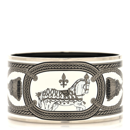 Hermes Enamel Printed Grand Apparat Extra Wide Bracelet 65 White 1 of 5