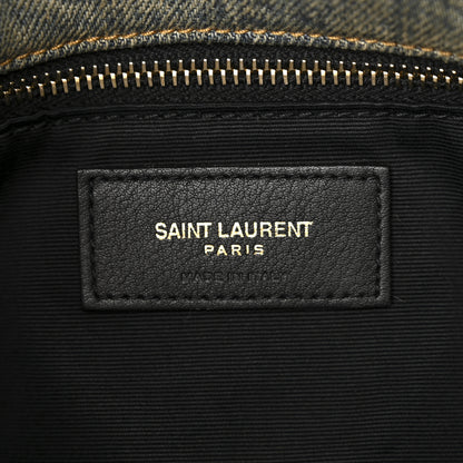 Saint Laurent Denim Quilted Small Loulou Puffer Monogram Chain Satchel Rodeo Blue 6 of 9