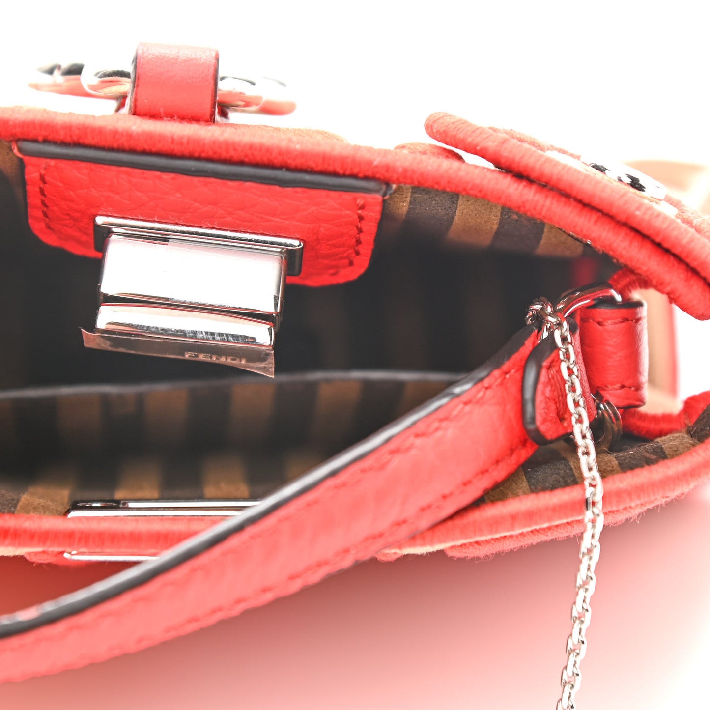 Canvas Vitello Volanato FF Embroidered Pico Peekaboo Charm Sand Tulipano
