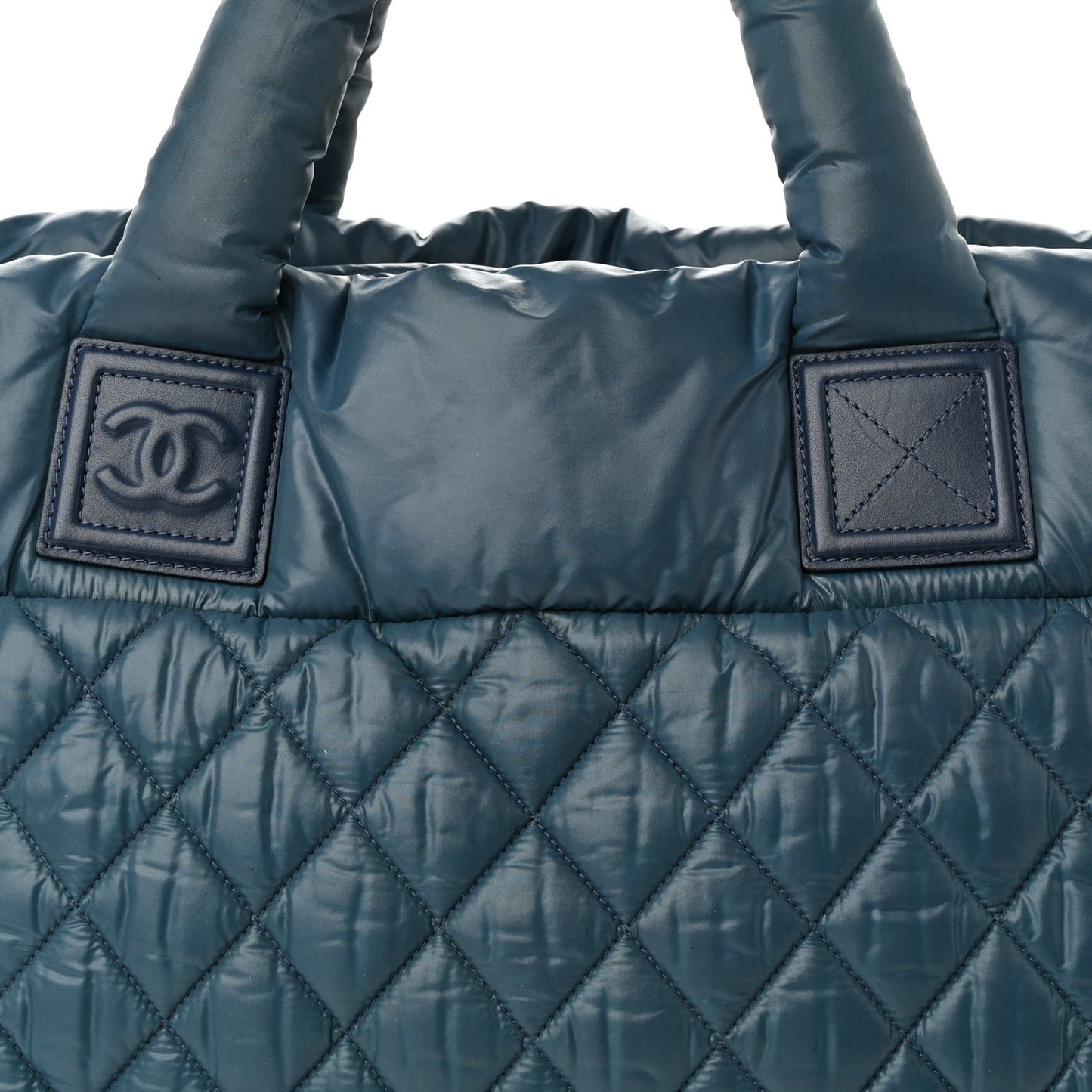Nylon Quilted Large Coco Cocoon Reversible Tote Blue