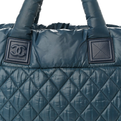 Chanel Nylon Quilted Large Coco Cocoon Reversible Tote Blue 15 of 19