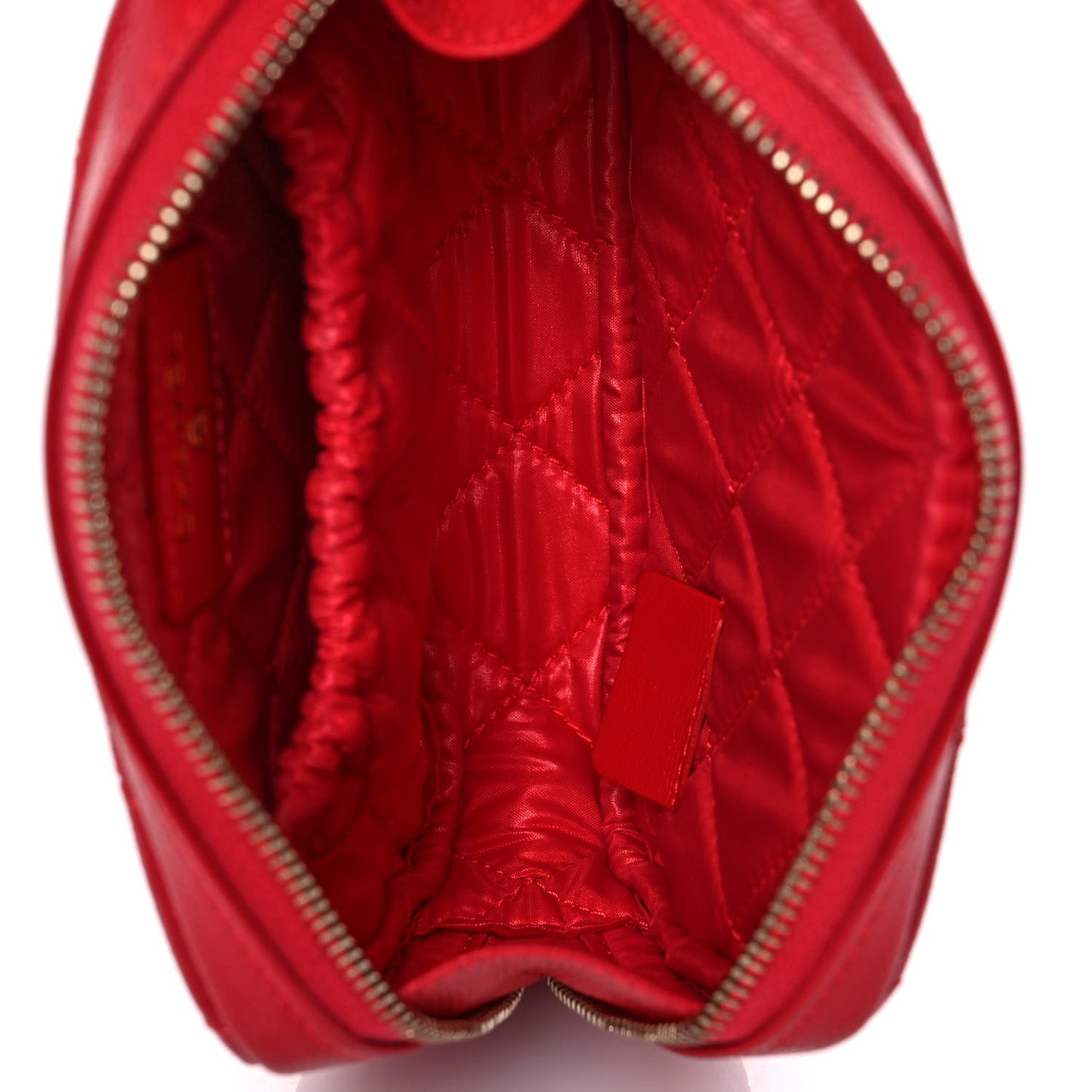 Caviar Quilted Small Curvy Pouch Cosmetic Case Red