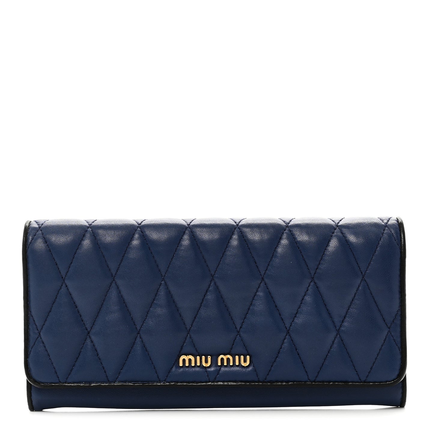 Nappa Quilted Flap Wallet Inchiostro