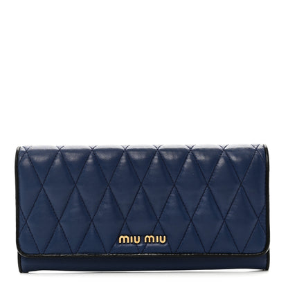 Miu Miu Nappa Quilted Flap Wallet Inchiostro 1 of 7