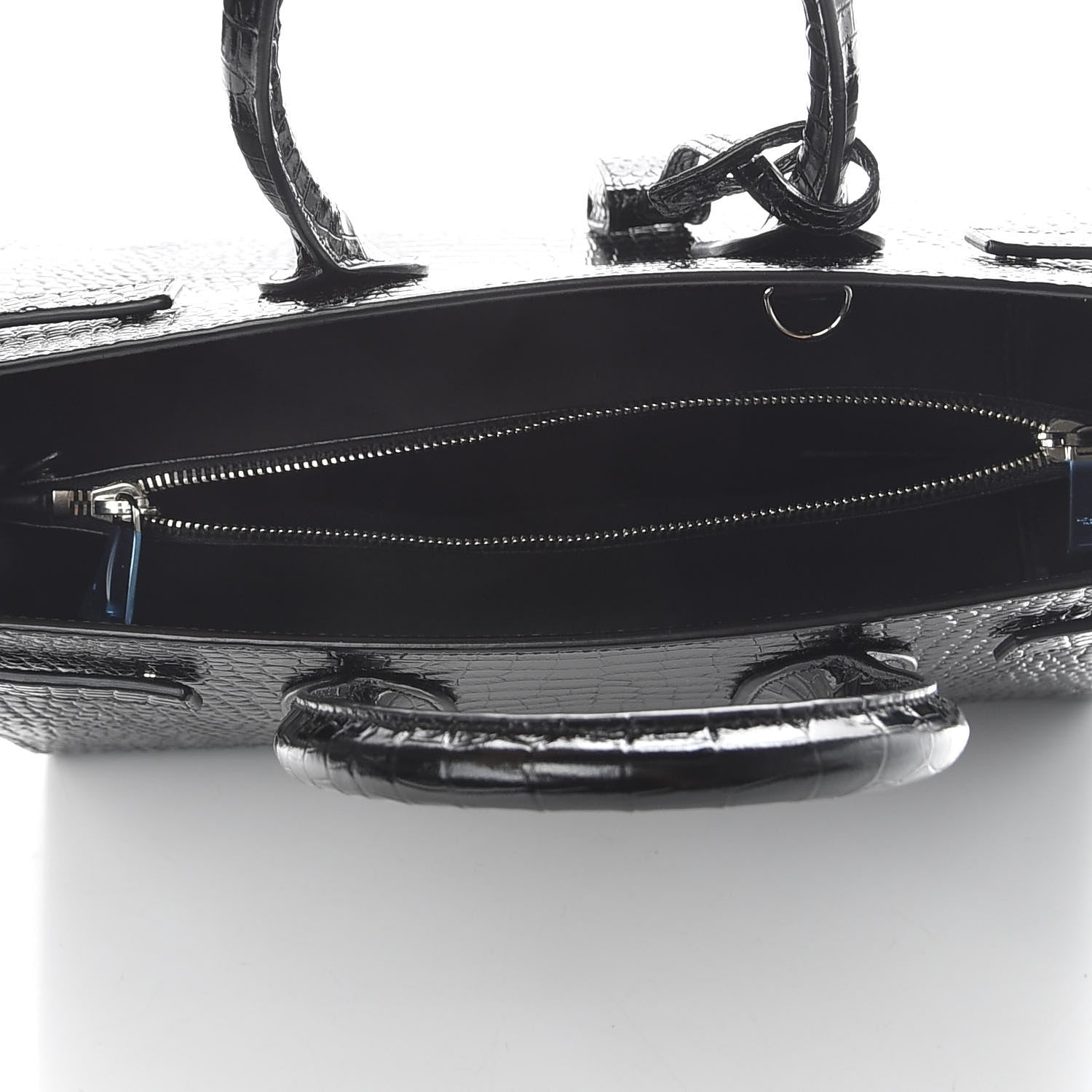 Saint Laurent Calfskin Crocodile Embossed Small Sac de Jour Black 5 of 10