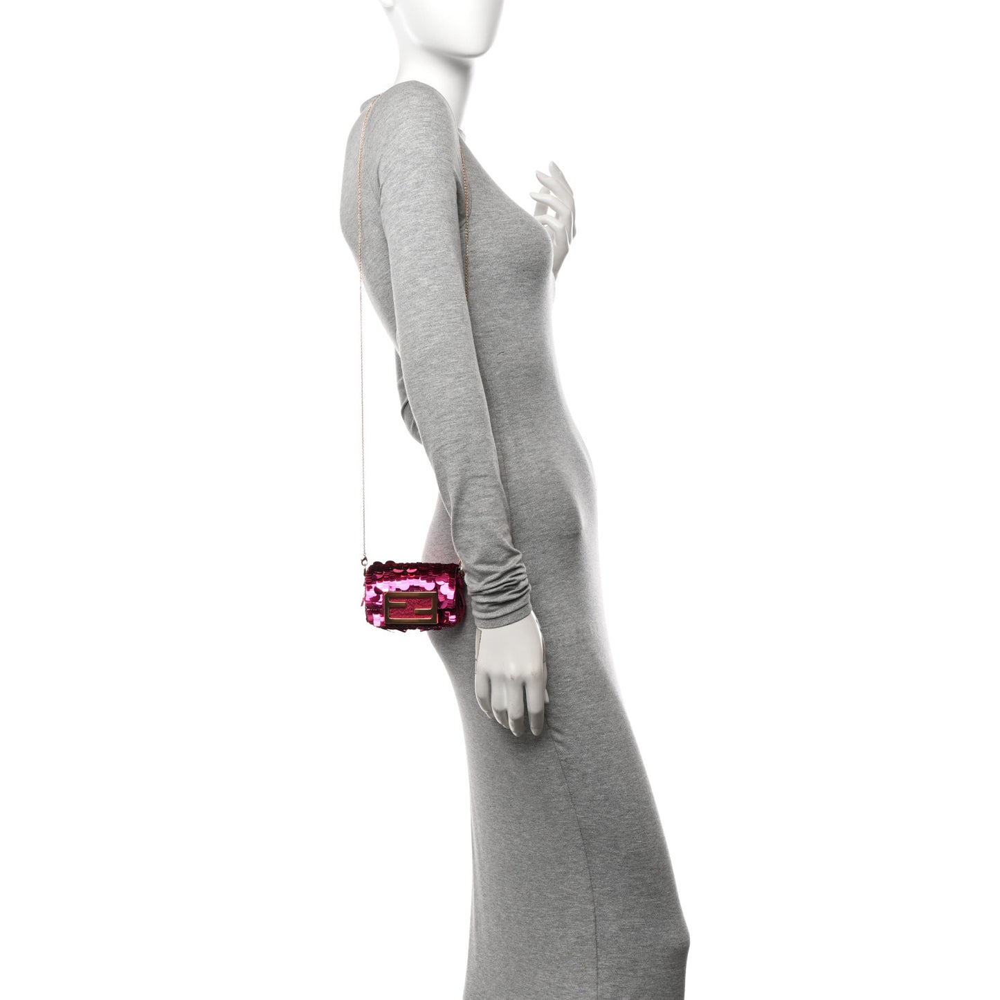 Sequin Paillettes Shiny Nappa Sex and the City Nano Maxi Buckle Baguette Charm Ciclamino Pilar