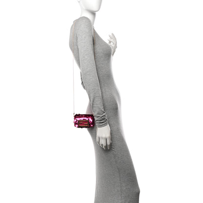 Fendi Sequin Paillettes Shiny Nappa Sex and the City Nano Maxi Buckle Baguette Charm Ciclamino Pilar 2 of 11