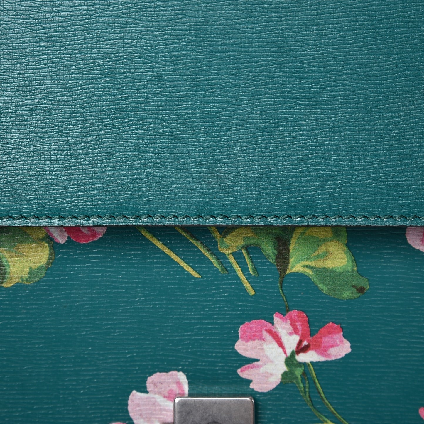 Calfskin Blooms Print Medium Dionysus Shoulder Bag Bright Emerald Multicolor