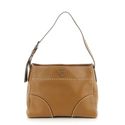 Prada City Calf Topstitched Hobo Caramel 1 of 8