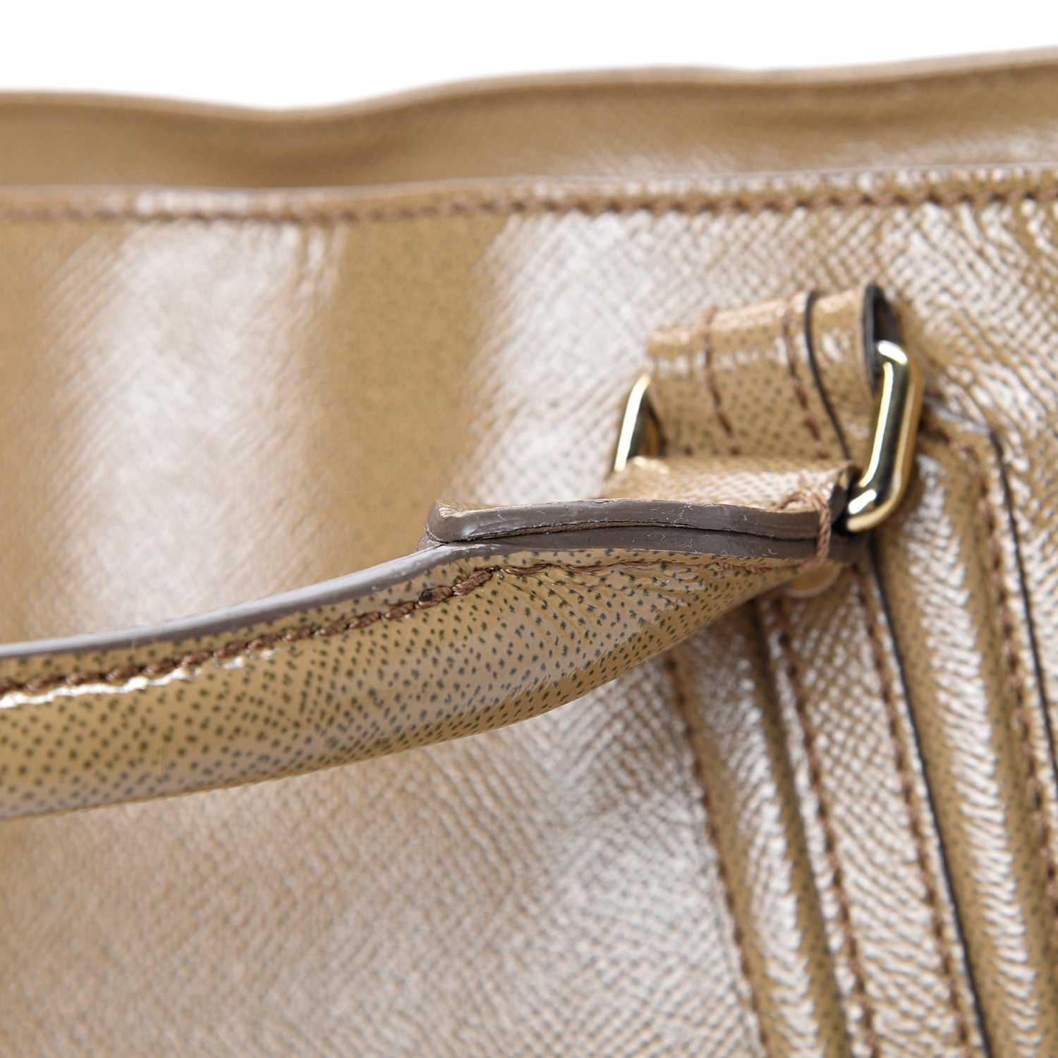 Burberry Patent London Grainy Calfskin Satchel Beige 15 of 23