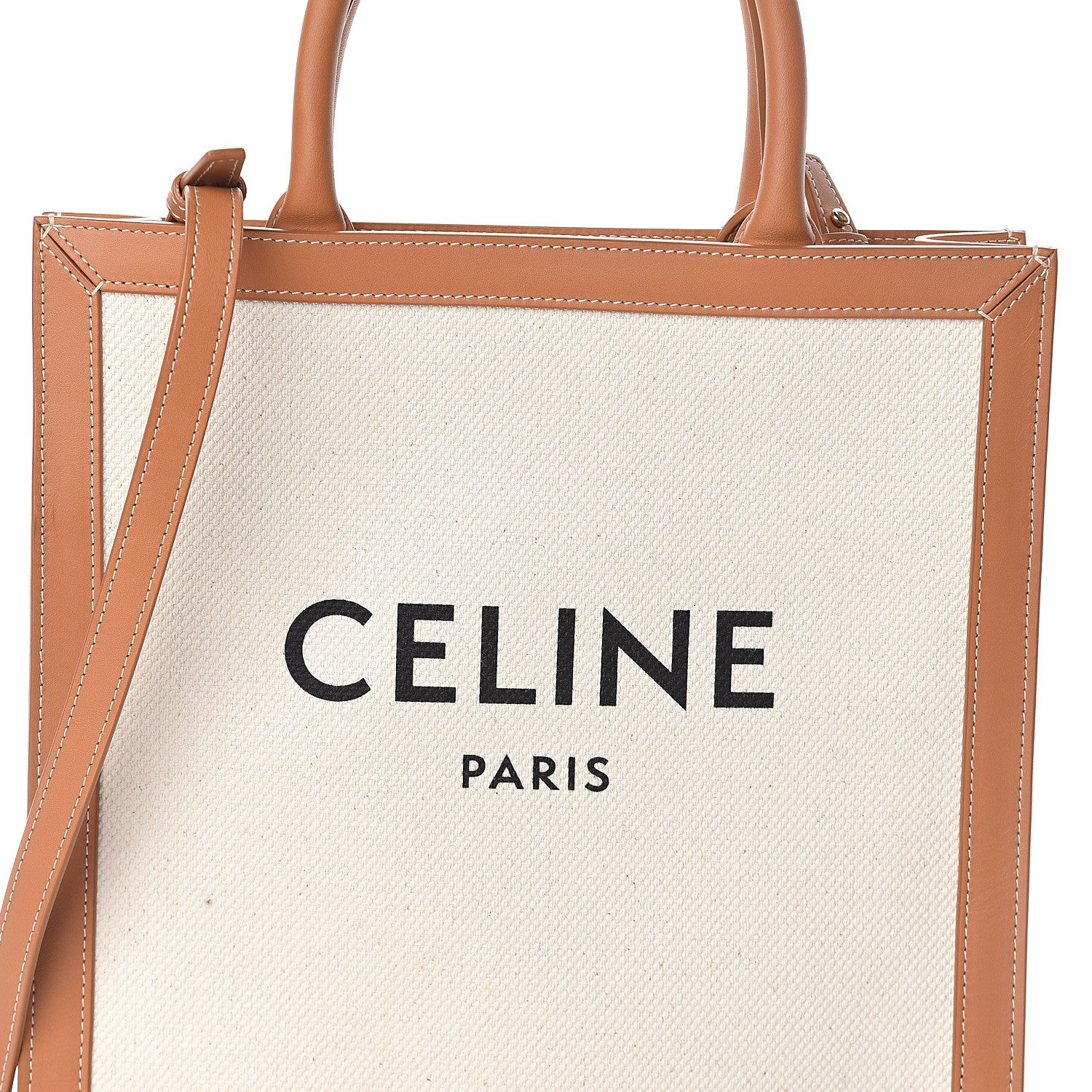 Celine Canvas Calfskin Small Vertical Cabas Natural Tan 6 of 8