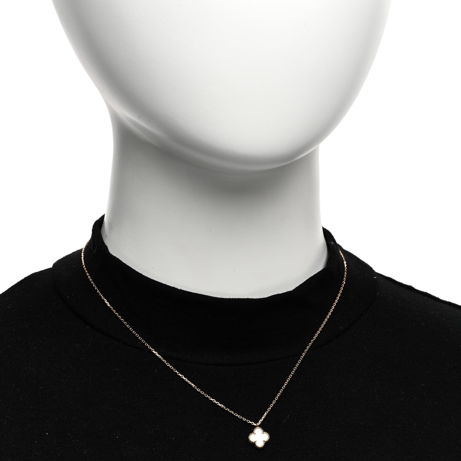 Van Cleef & Arpels 18K Yellow Gold Mother of Pearl Sweet Alhambra Pendant Necklace 2 of 6