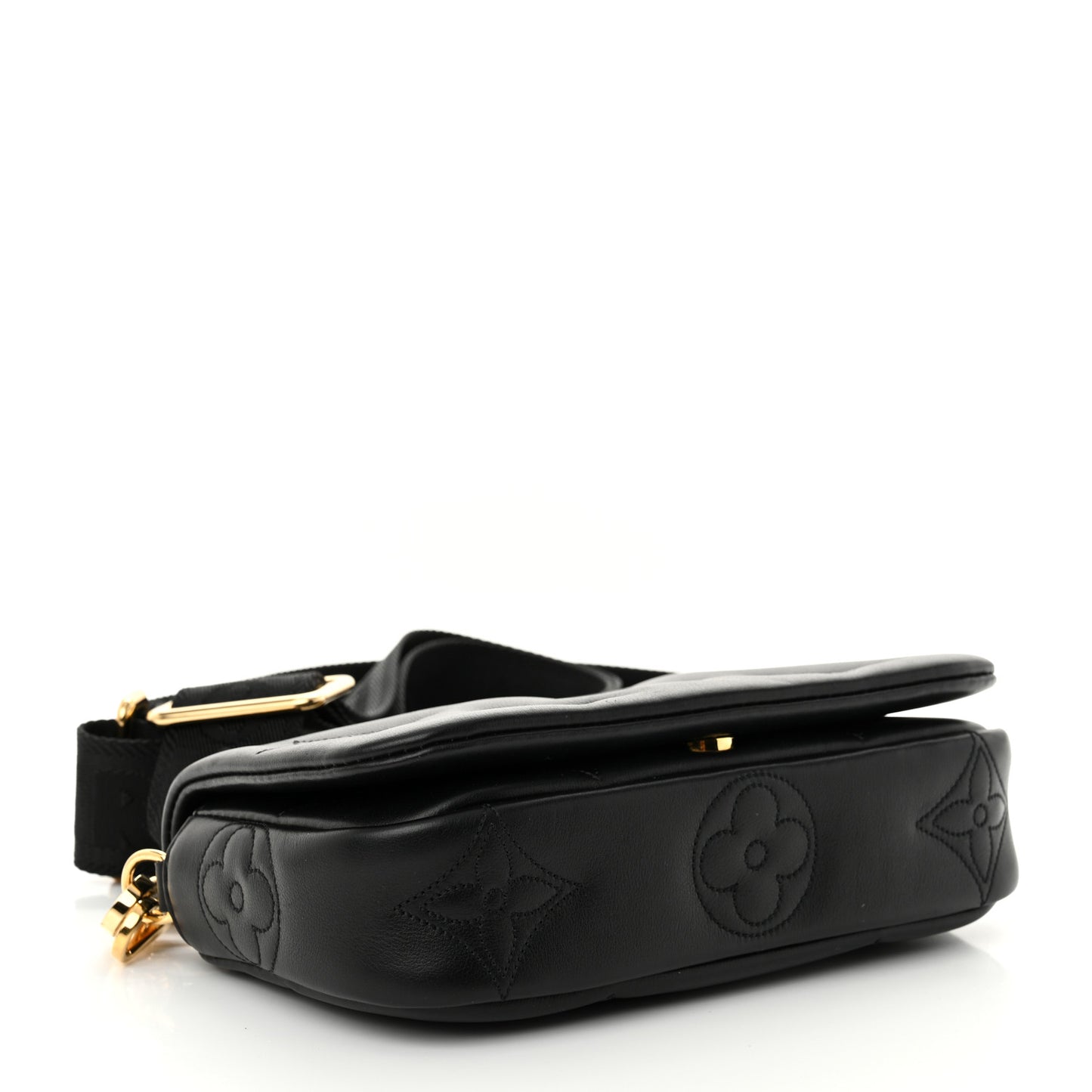 Calfskin Bubblegram Wallet On Strap Black