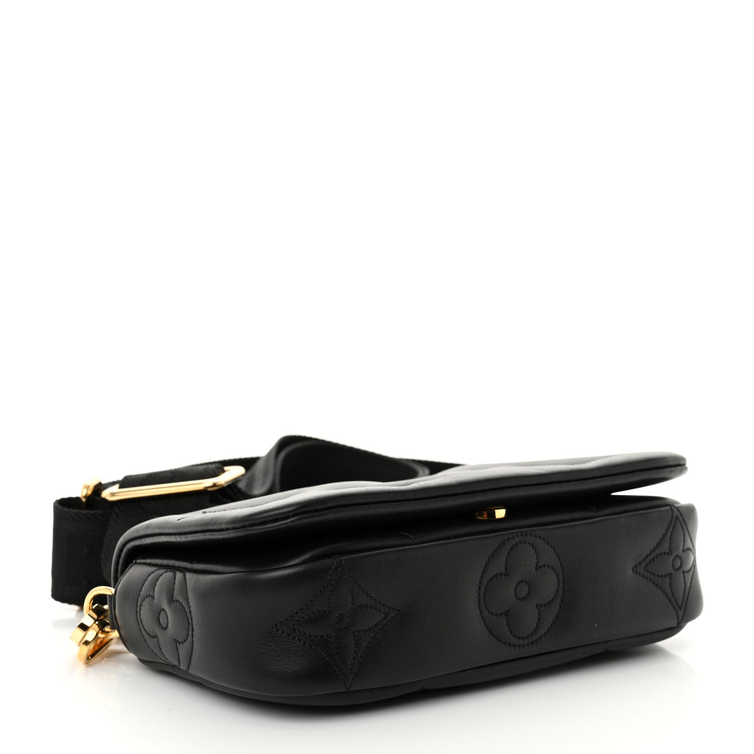Louis Vuitton Calfskin Bubblegram Wallet On Strap Black 4 of 9