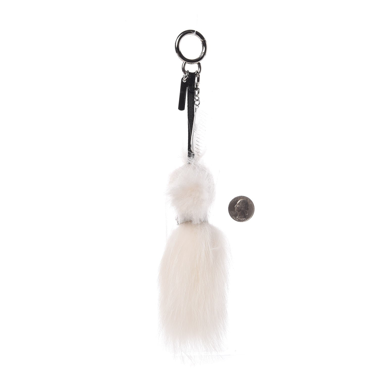 Fendi Fox Goat Mink Fur Nappa Crystal Studded Mini Karlito Tuxedo Bag Charm White Multicolor 2 of 4