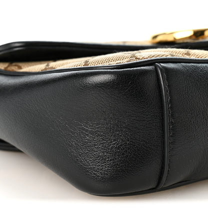 Gucci Monogram Matelasse Diagonal Mini GG Marmont Shoulder Bag Beige Black 9 of 11
