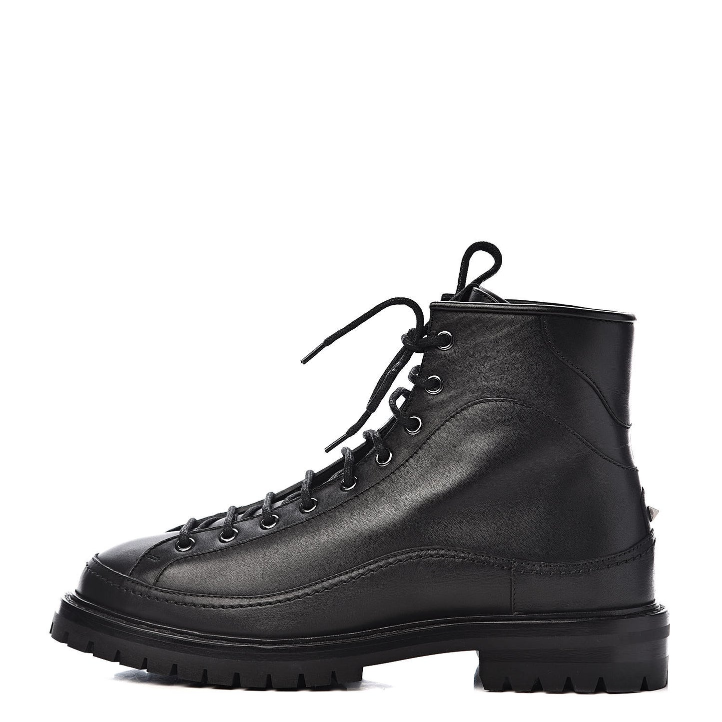 Calfskin Rockstud Mens Combat Boots 40 Black