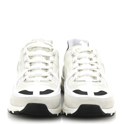 Chanel Suede Calfskin Womens CC Sneakers 37 White Black 3 of 9
