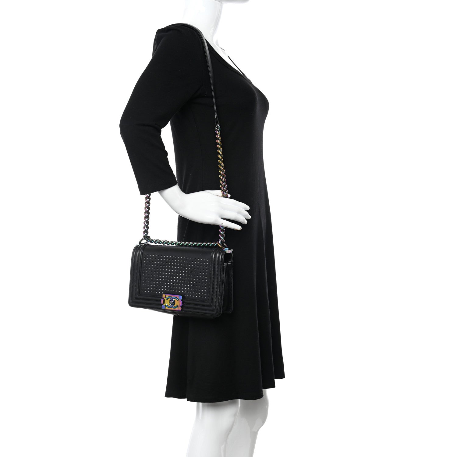 Chanel Lambskin LED Iridescent Metal Medium Boy Flap Black Multicolor 2 of 13