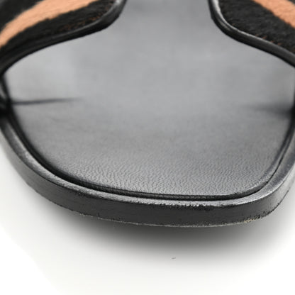 Hermes Horse Hair Zebra Print Oran Sandals 40 Black 10 of 10