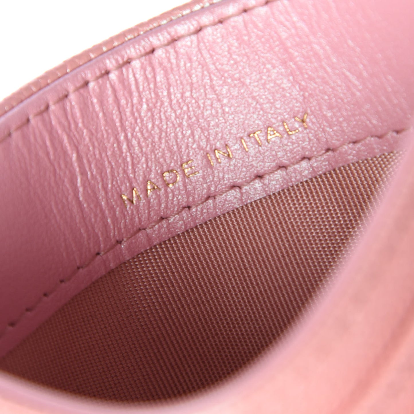 Iridescent Caviar Quilted Card Holder Rose Pink