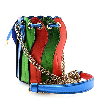 Christian Louboutin Metallic Calfskin Mini Pleated Marie Jane Bucket Bag Multicolor 2 of 8