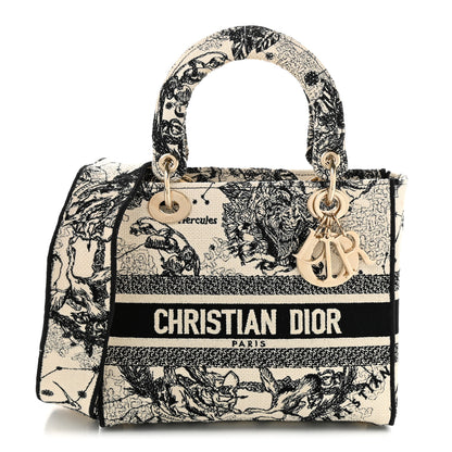 Christian Dior Canvas Embroidered Zodiac Toile De Jouy Medium Lady D-Lite Latte 1 of 9