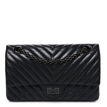 Chanel Aged Calfskin Chevron Quilted 2.55 Reissue 225 Flap So Black 1 of 11