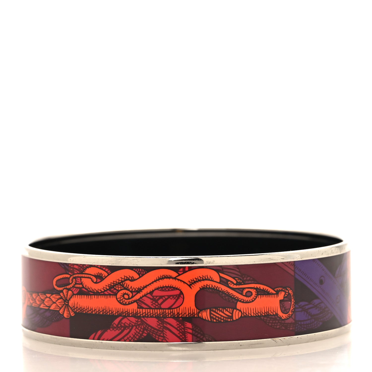 Hermes Enamel Printed Della Cavalleria Wide Bracelet 70 Cacao 3 of 6