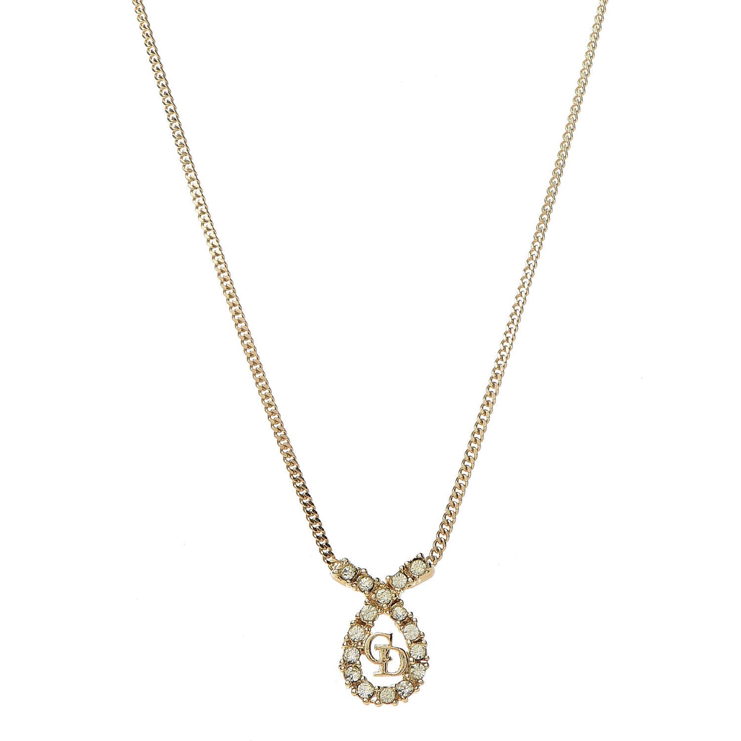 Crystal Logo Necklace Gold