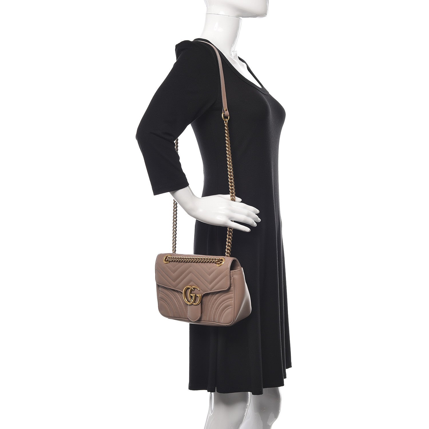 Gucci Calfskin Matelasse Small GG Marmont Shoulder Bag Porcelain Rose 2 of 13