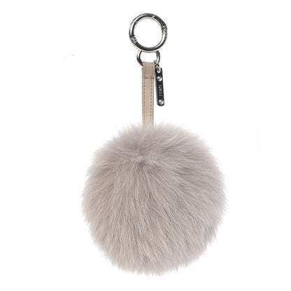 Fendi Fox Fur Vitello Elite Pom Pom Bag Charm Grigio Perla 1 of 3