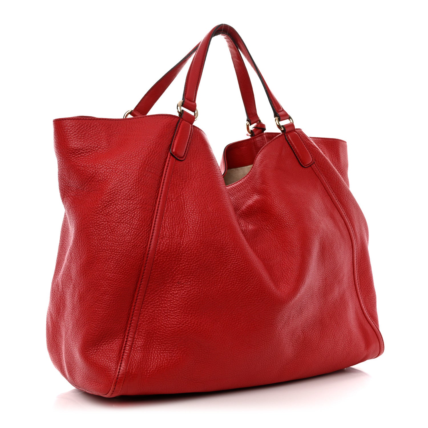 Gucci Pebbled Calfskin Large Soho Shoulder Bag Red Red 3 of 17