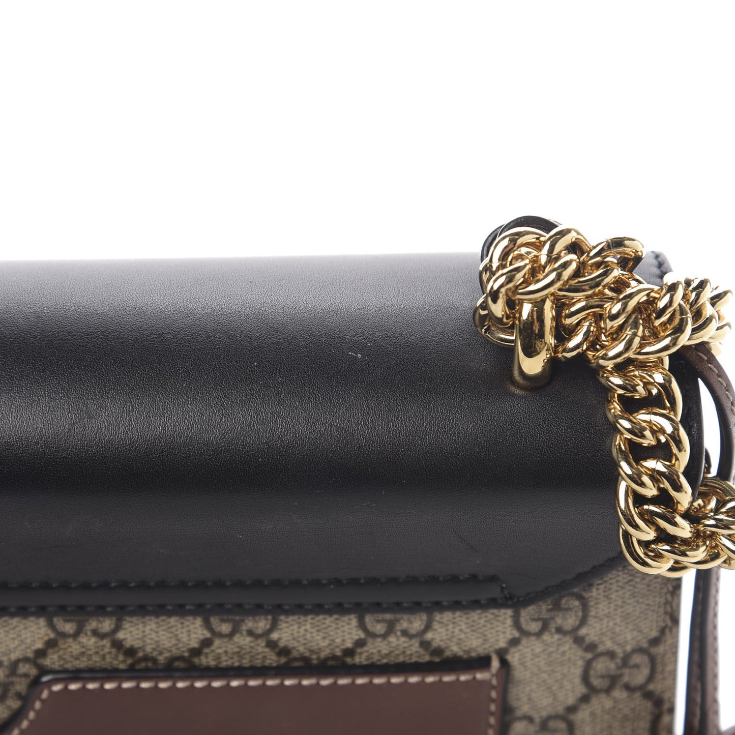 GG Supreme Monogram Calfskin Medium Padlock Shoulder Bag Beige Black Cuir