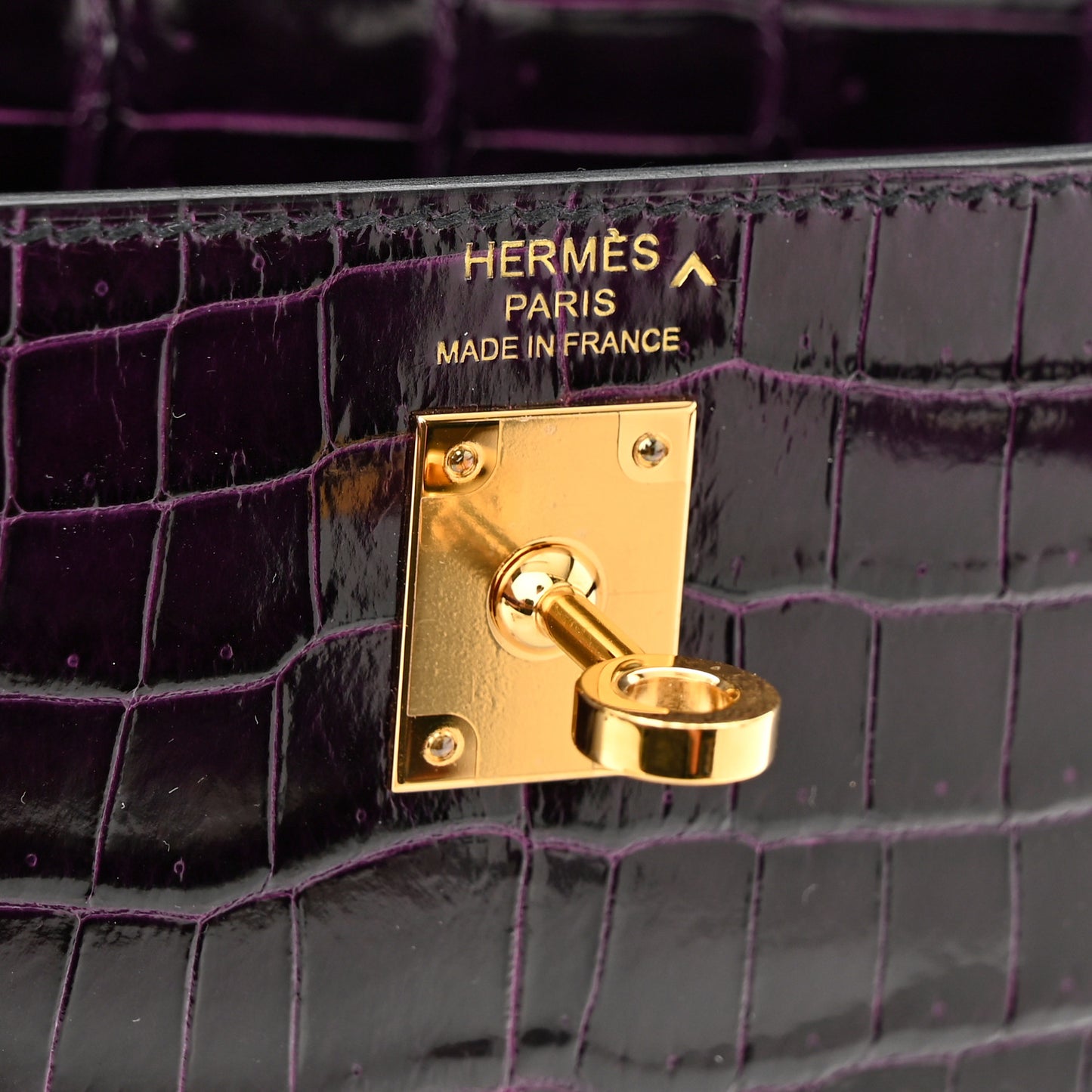 Shiny Porosus Crocodile Kelly Sellier 25 Amethyst