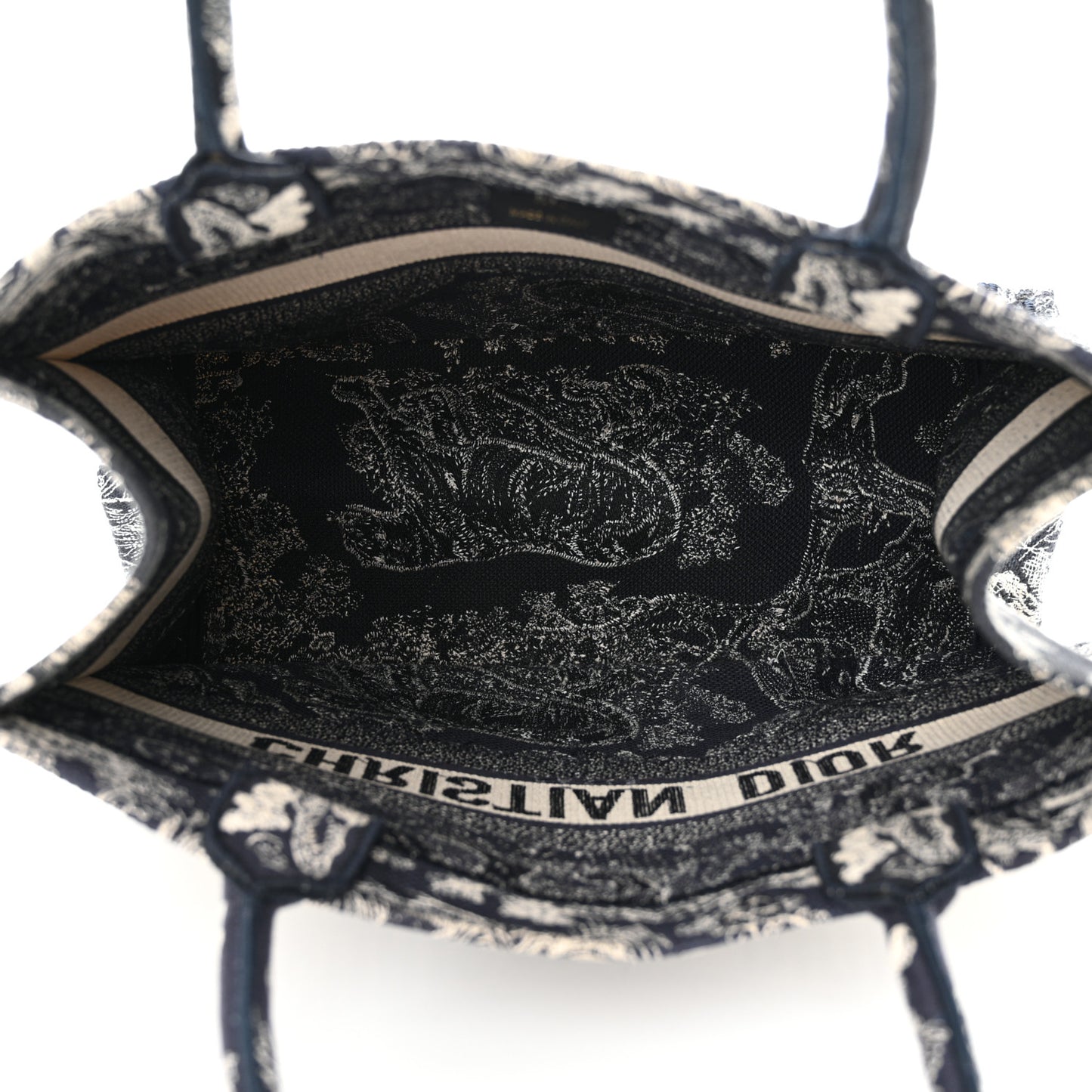 Canvas Embroidered Medium Dioriviera Toile De Jouy Reverse Book Tote Blue