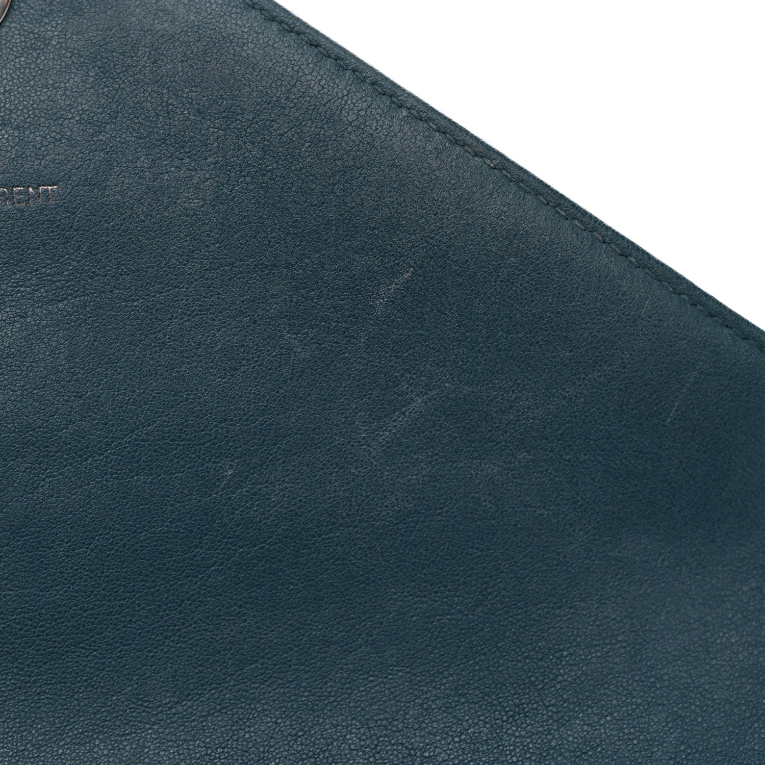 Saint Laurent Sheepskin Matelasse Chevron Monogram Medium College Bag Petrol Green 11 of 14