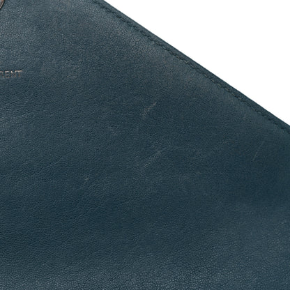Saint Laurent Sheepskin Matelasse Chevron Monogram Medium College Bag Petrol Green 11 of 14