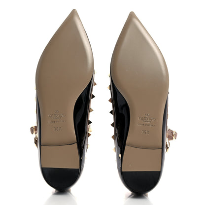 Valentino Garavani Patent Rockstud Cage Ballerina Flats 36.5 Black Poudre 5 of 9