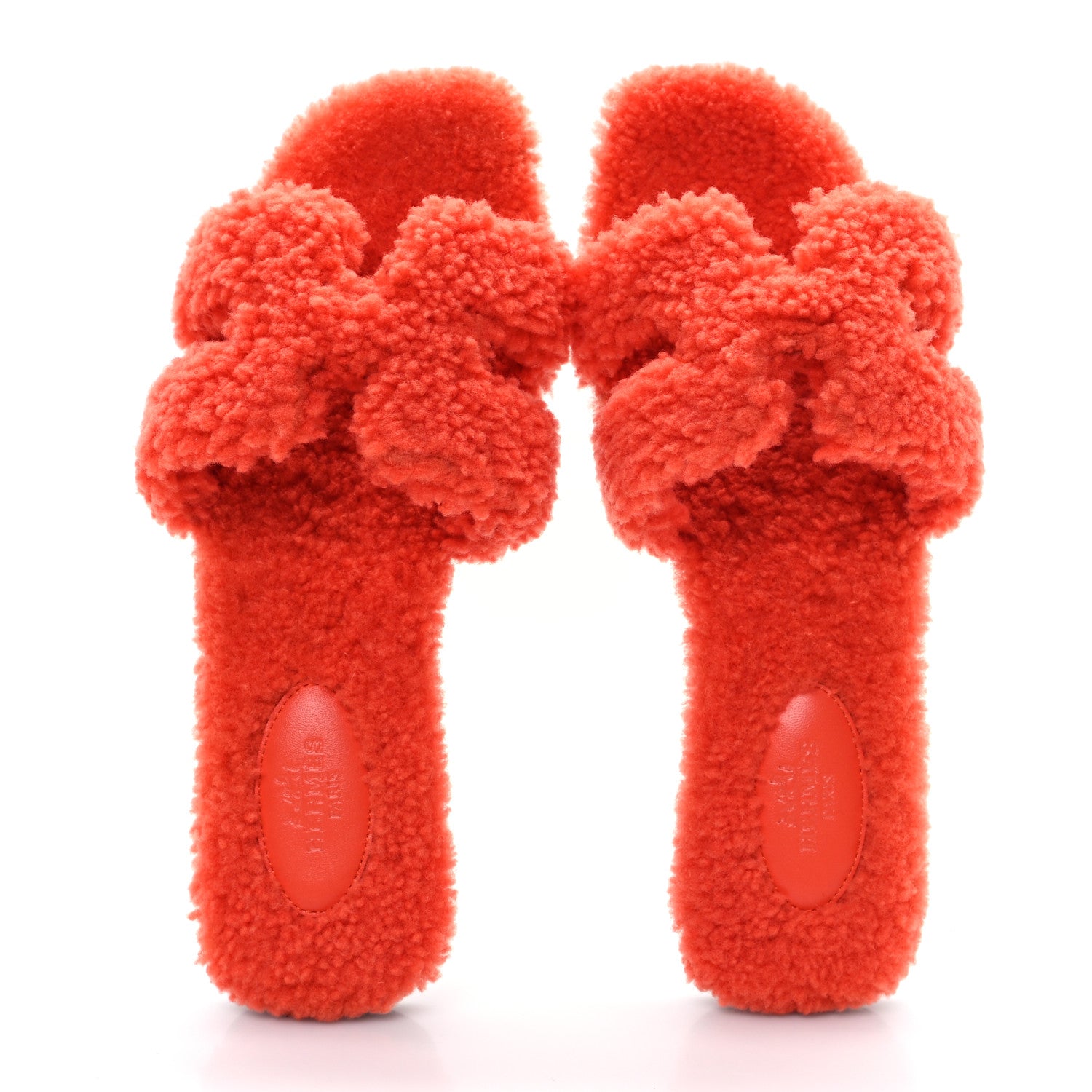 Hermes Woolskin Oran Sandals 39 Orange 2 of 9