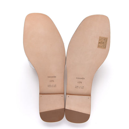 Hermes Box Calfskin Oran Sandals 40.5 White 5 of 8