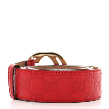 Gucci Guccissima Signature Interlocking G Belt 90 36 Hibiscus Red 2 of 5