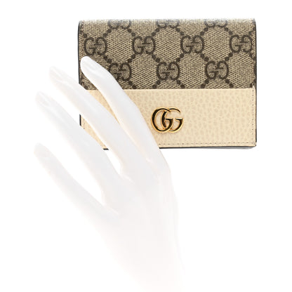 Gucci Dollar Calfskin GG Supreme Monogram GG Marmont Card Case Mystic White Beige Ebony 2 of 7