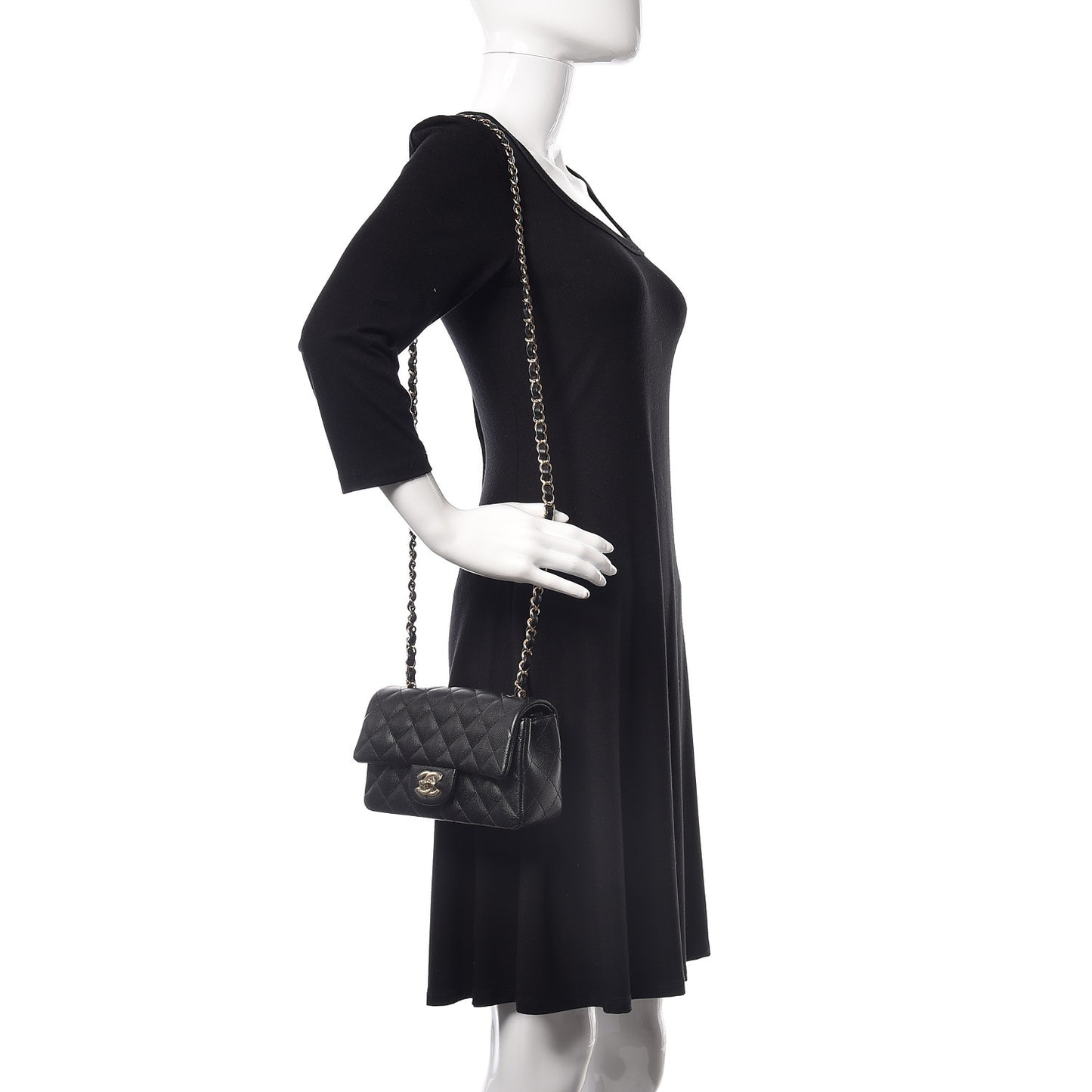 Caviar Quilted Mini Rectangular Flap Black