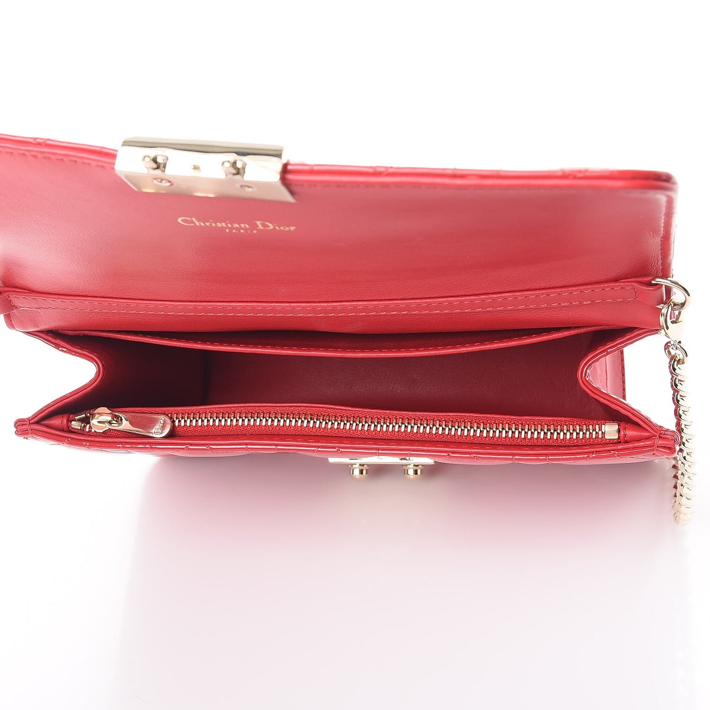 Patent Cannage Miss Dior Promenade Pouch Red