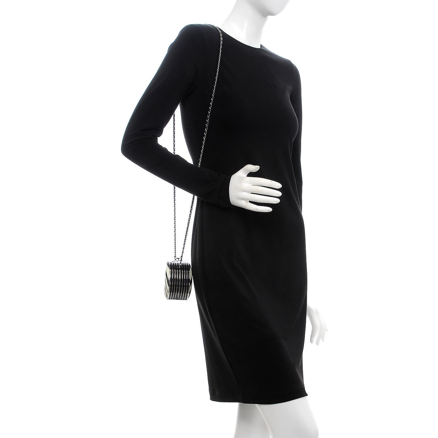 Enamel Resin Pillbox Minaudiere Black White