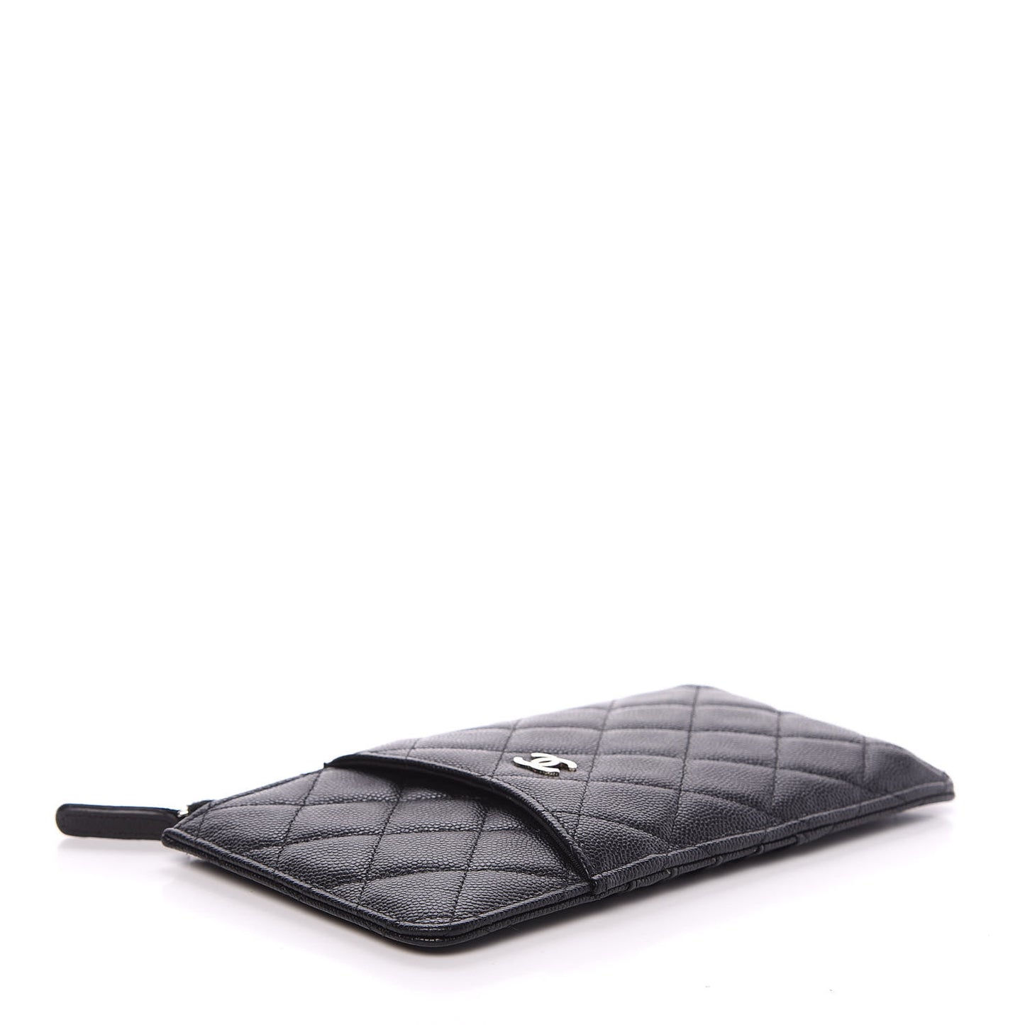 Caviar Quilted Classic Flat Wallet Pouch Black